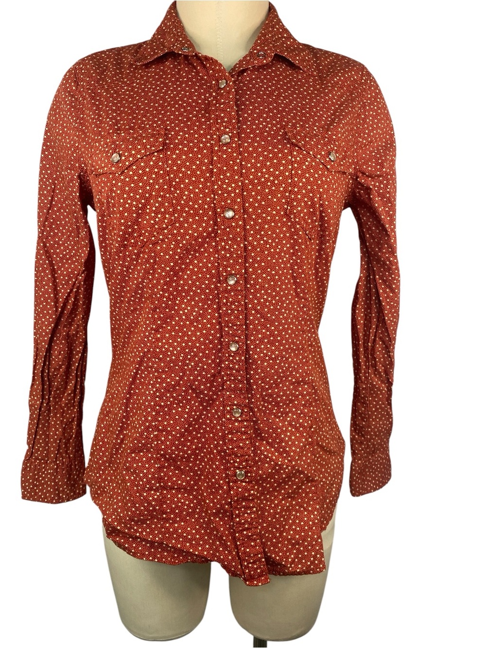 Daniel Rainn Rust Printed Long Sleeve Western Shirt with Snaps Women’s Medium